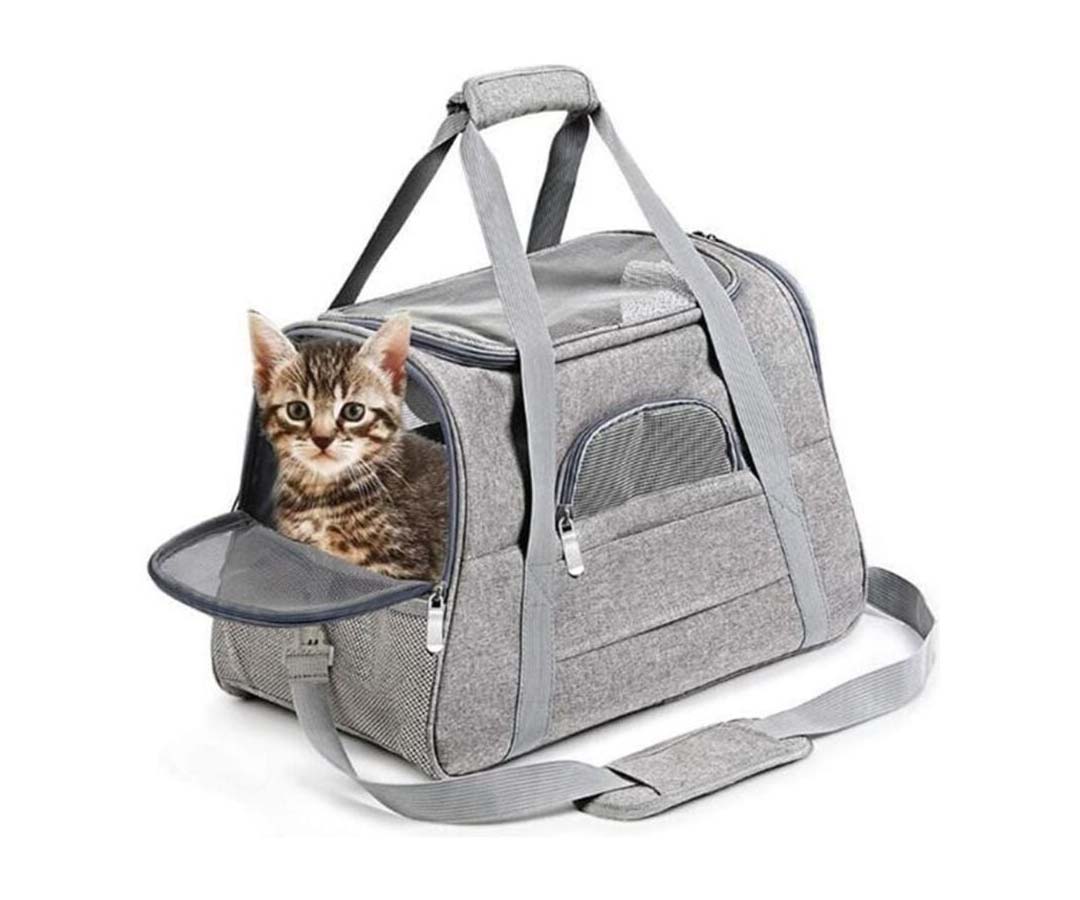 Sac de transport gris pour chat