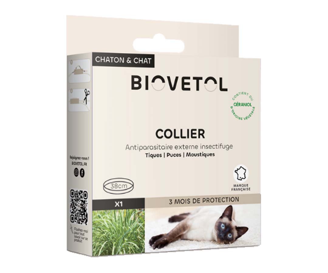 Boite du collier insectifuge pour chat Biovetol