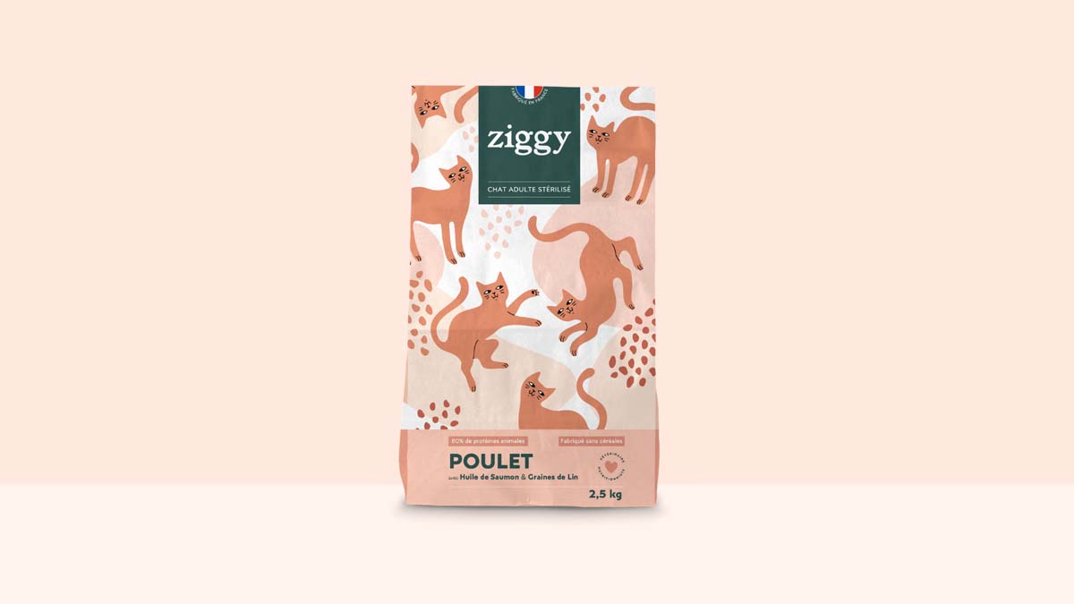 Sac de 2,5 kg de croquettes au poulet Ziggy pour chat