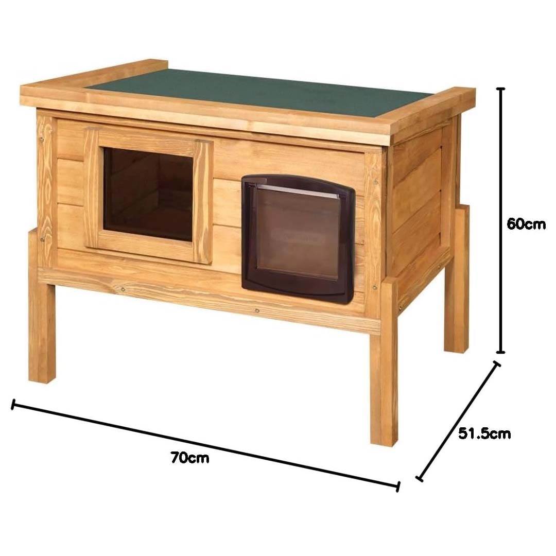 Les dimensions de l'abri en bois pour chat de la marque The Hutch Company