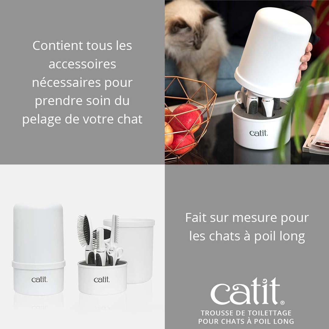 Image de présentation du kit de toilettage Catit pour chats à poils longs
