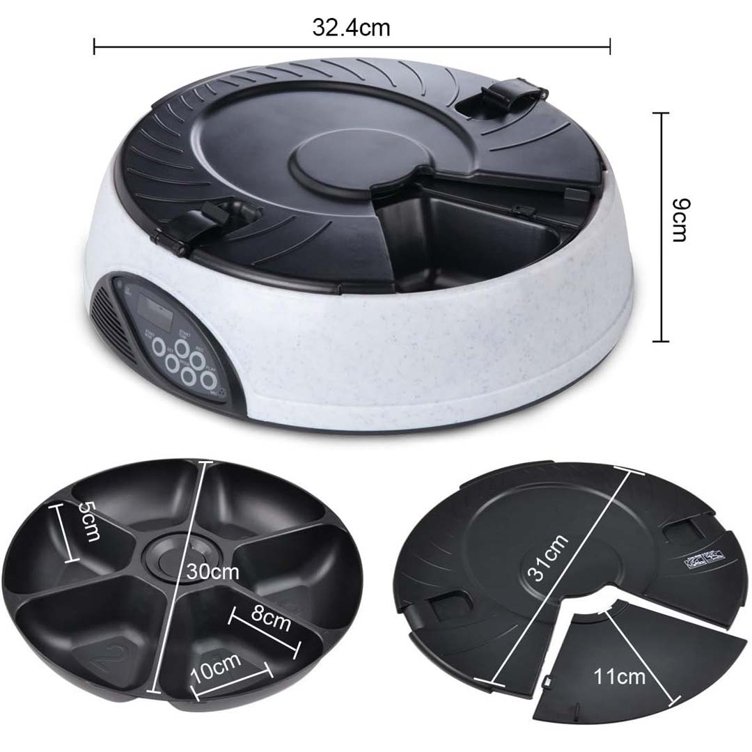 Les dimensions du distributeur automatique de croquettes pour chat de la marque Pecute