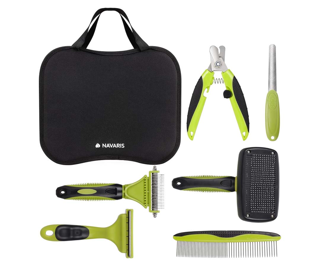 Contenu du kit de toilettage Navaris pour chat