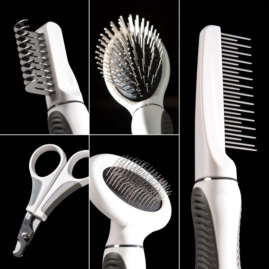 Contenu du kit de toilettage Catit pour chat à poils longs