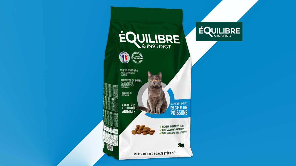 Image de présentation des croquettes riches en poisson Équilibre & Instinct