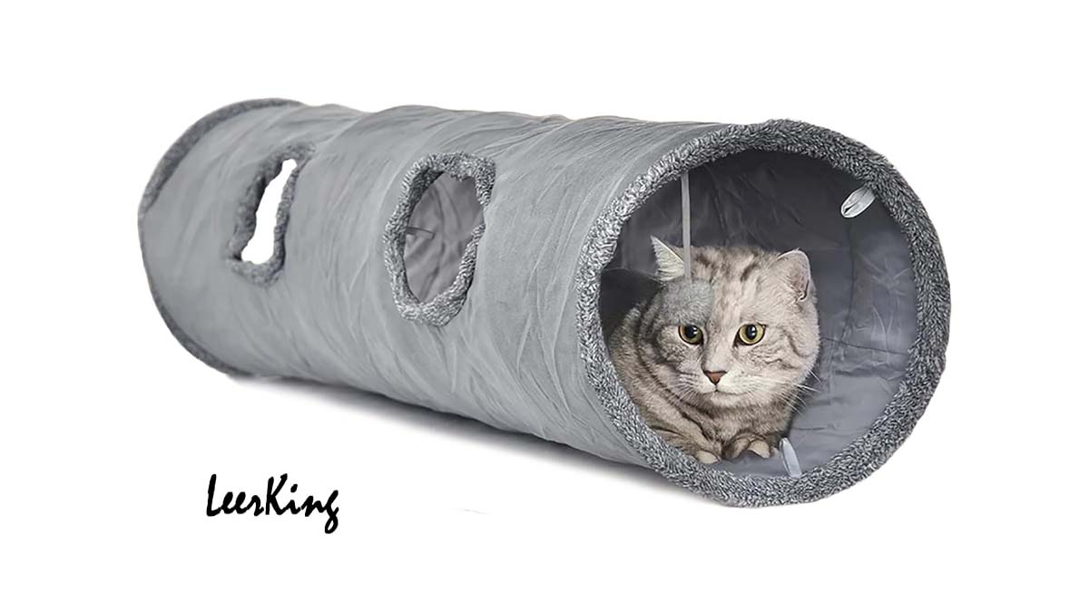 Image de présentation du tunnel de jeu pliable pour chat LeerKing